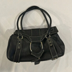 Dolce & Gabbana‎ Vintage black D Ring purse shoulder bag Black leveled leather